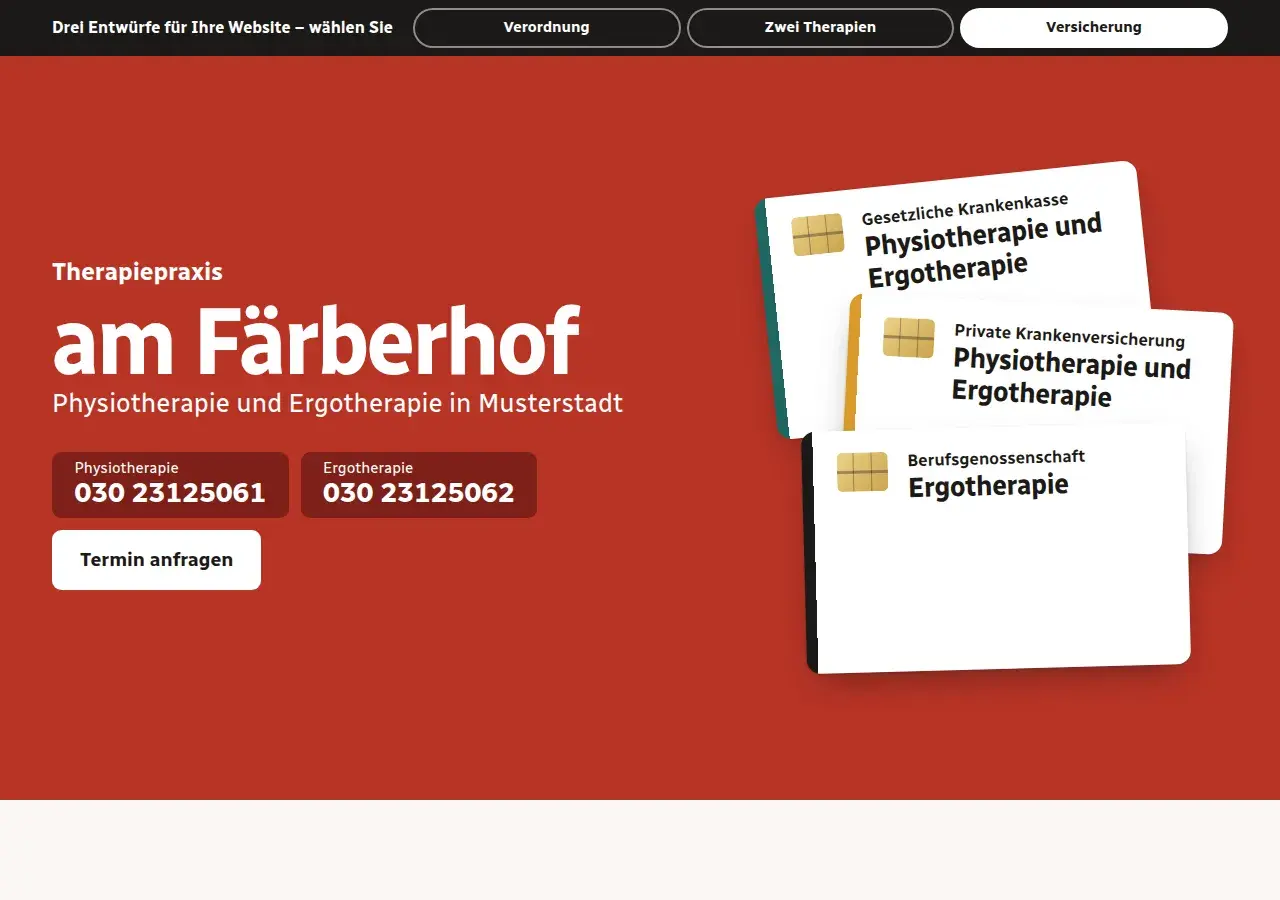 Therapiepraxis am Färberhof, variant 3: first screen
