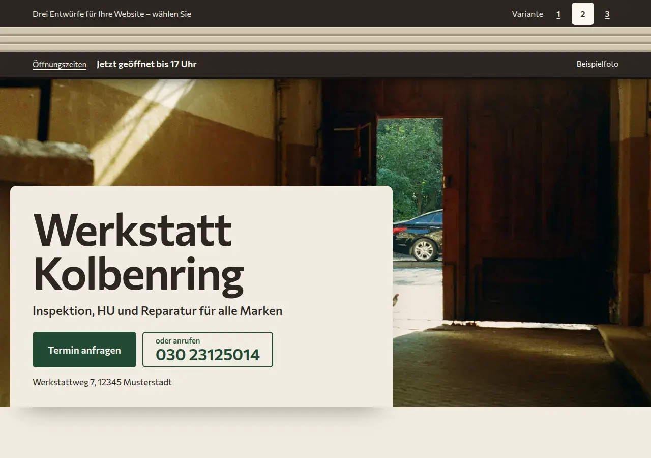 Werkstatt Kolbenring, variant 2: first screen