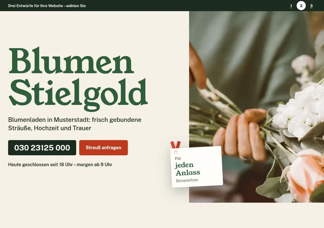 Blumen Stielgold, вариант 2: первый экран