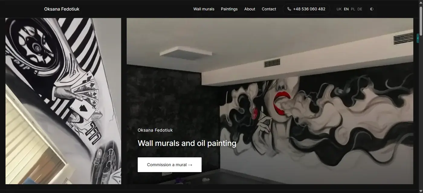 Oksana Fedotiuk — home page screenshot