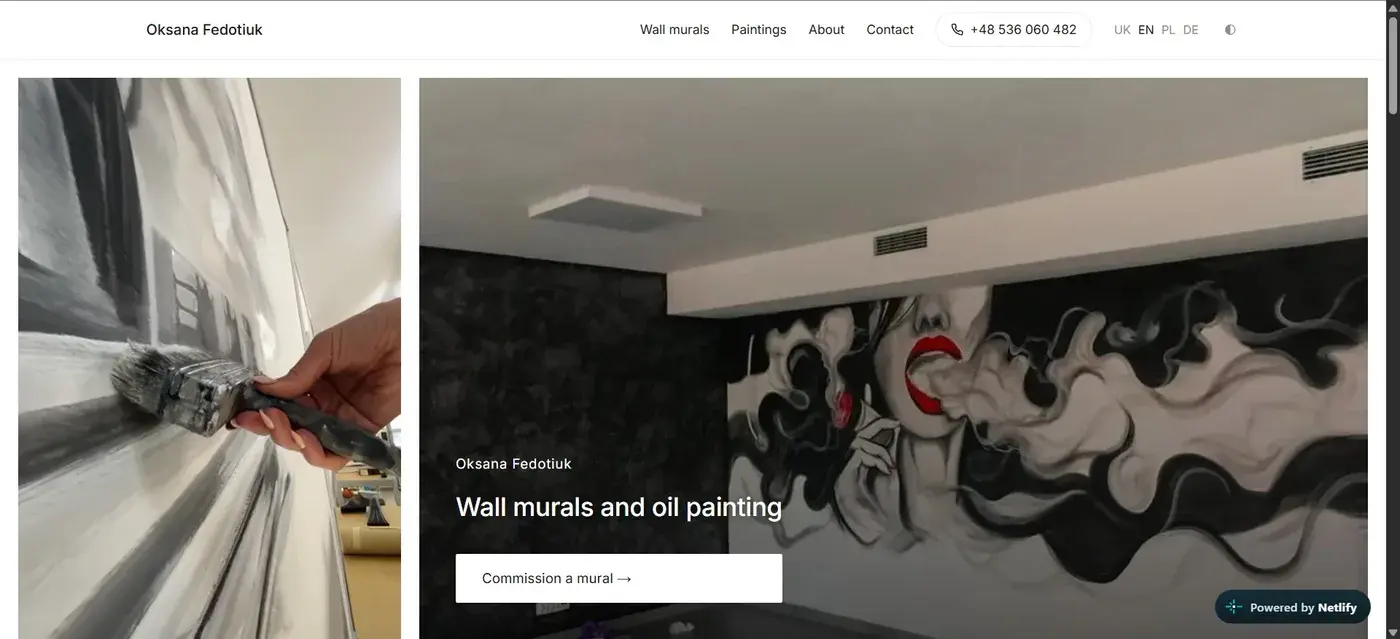 Oksana Fedotiuk — home page screenshot